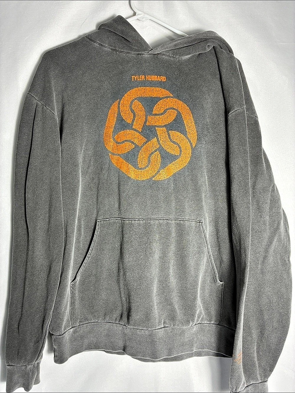Tyler Hubbard Official Tour Merchandise Hoodie - Washed Charcoal Gray/Orange S